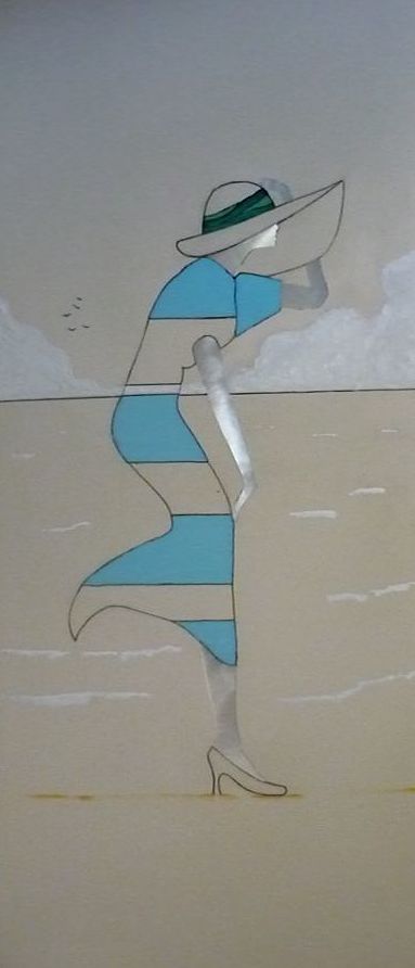 breezy, lady blown in the wind inlay art
